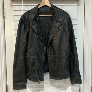 John Varvatos sheepskin leather moto jacket